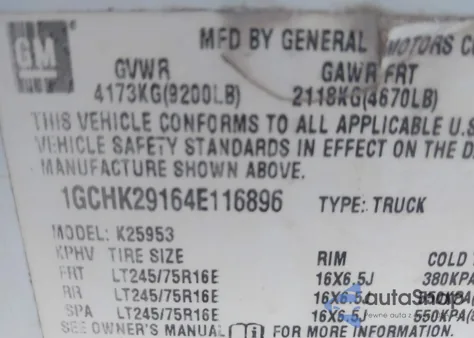 2004 Chevrolet Silverado 2500Hd Ls z USA, uszkodzony, nr VIN 1GCHK29164E116896